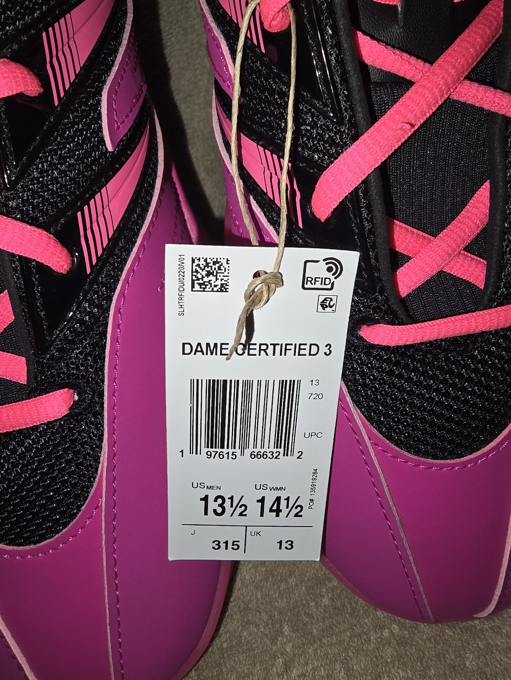 Adidas Dame Certified 3 sneakers in the Lucid Fuchsia colorway men's size 13.5